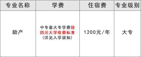 四川红十字卫生学校（助产大专专业）学费